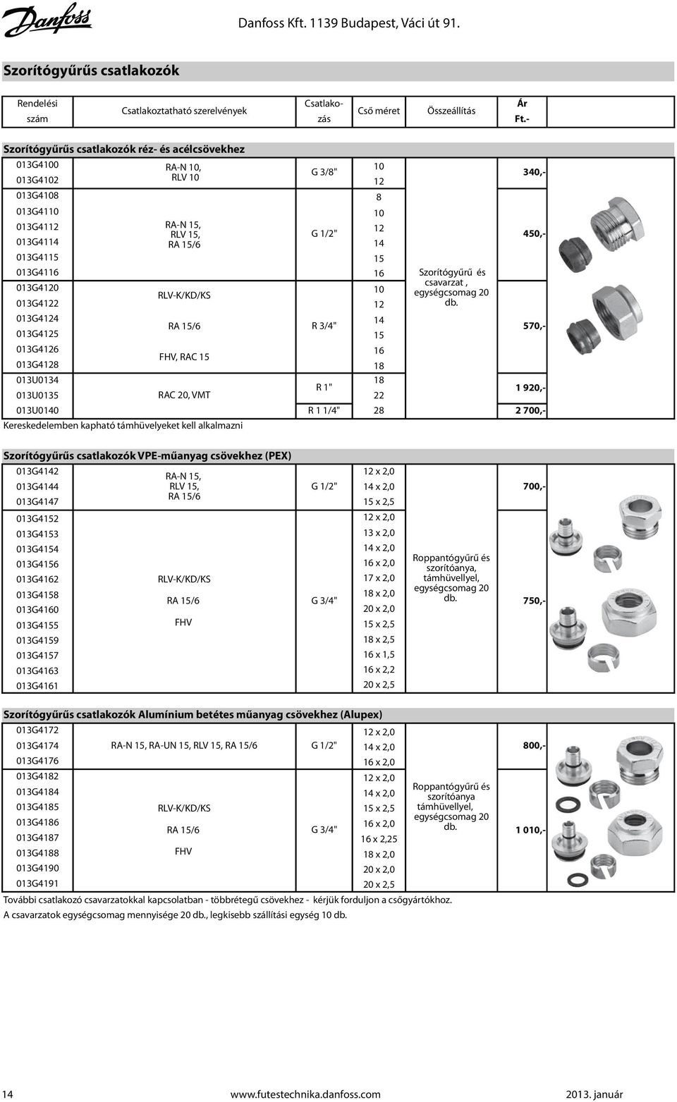 013G4115 15 013G4116 16 013G4120 10 RLV-K/KD/KS 013G4122 12 013G4124 14 RA 15/6 R 3/4" 013G4125 15 013G4126 16 FHV, RAC 15 013G4128 18 013U0134 18 R 1" 013U0135 RAC 20, VMT 22 013U0140 R 1 1/4" 28