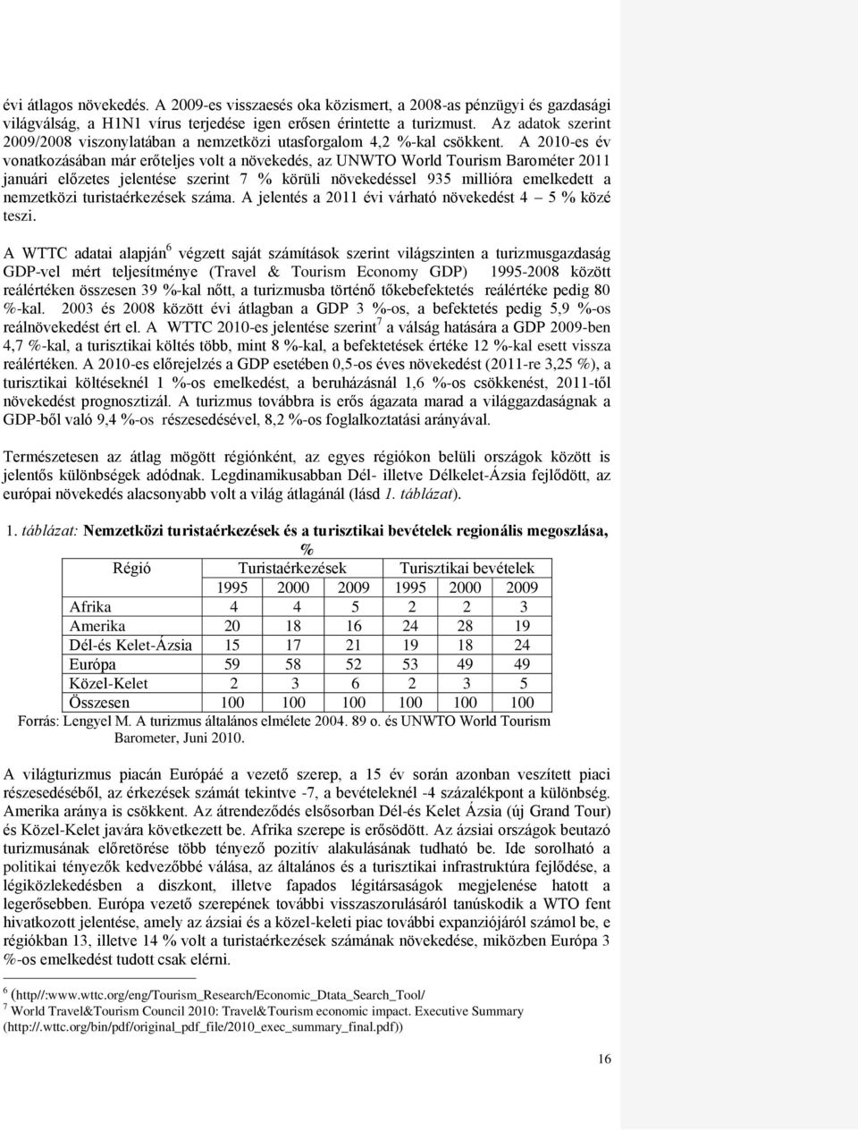 A 2010-es év vonatkozásában már erőteljes volt a növekedés, az UNWTO World Tourism Barométer 2011 januári előzetes jelentése szerint 7 % körüli növekedéssel 935 millióra emelkedett a nemzetközi