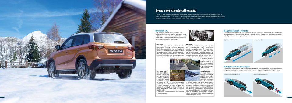 ALLGRIP 4x4 Az ALLGRIP 4x4 rendszere négy, a vezető által választható üzemmódban működik: auto, sport, snow (hó) és lock (elakadás).