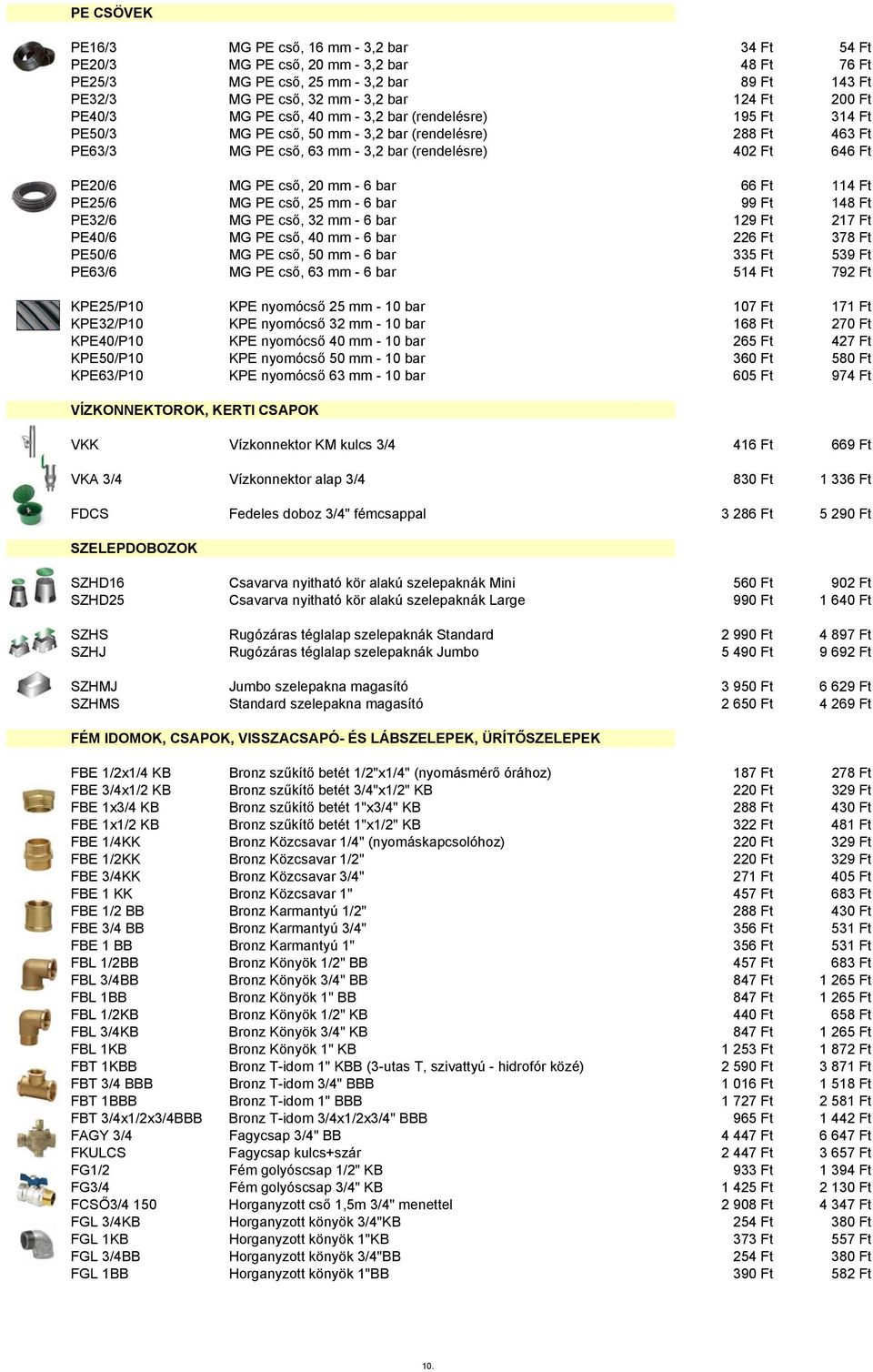 - 6 bar 66 Ft 114 Ft PE25/6 MG PE cső, 25 mm - 6 bar 99 Ft 148 Ft PE32/6 MG PE cső, 32 mm - 6 bar 129 Ft 217 Ft PE40/6 MG PE cső, 40 mm - 6 bar 226 Ft 378 Ft PE50/6 MG PE cső, 50 mm - 6 bar 335 Ft
