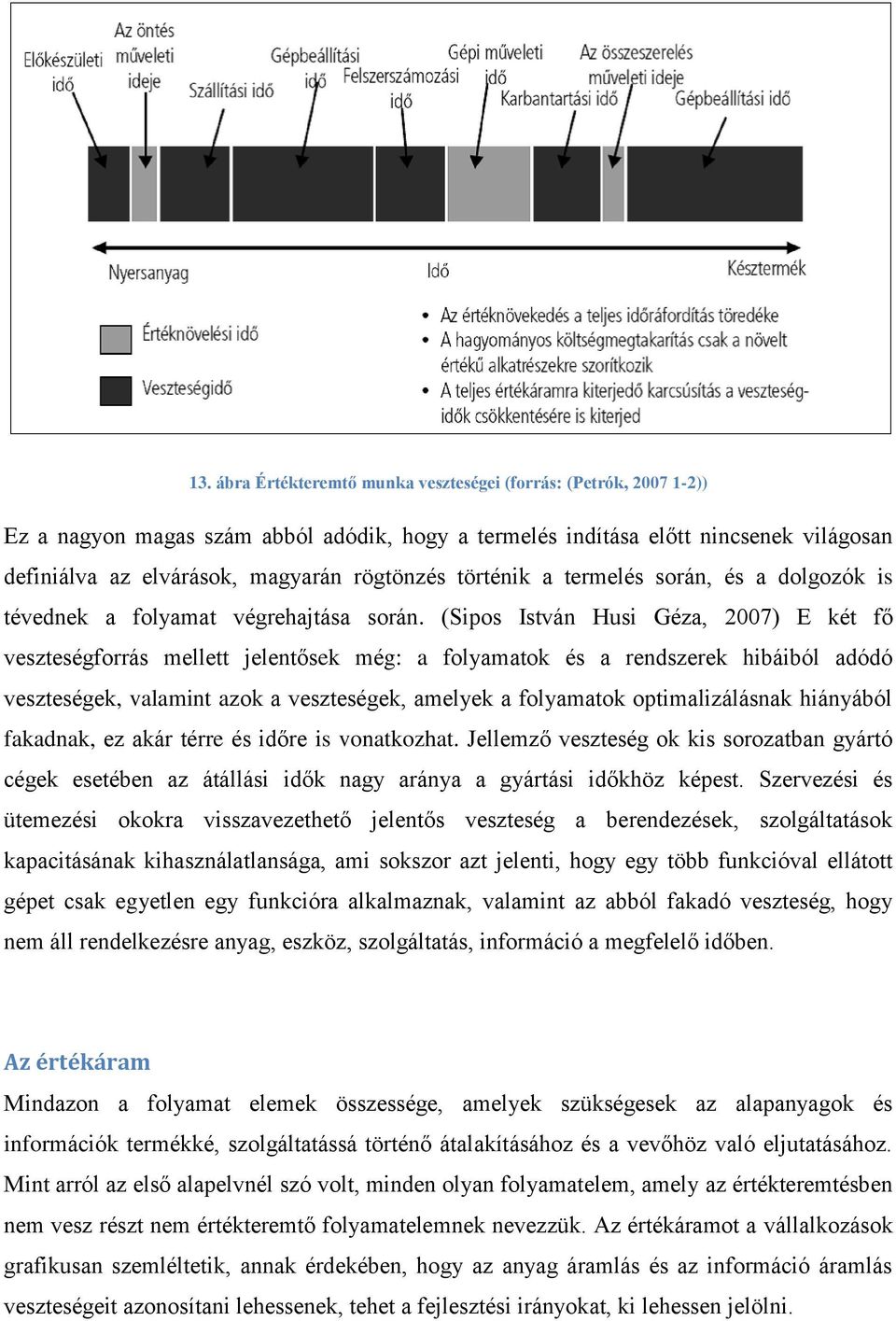 (Sipos István Husi Géza, 2007) E két fő veszteségforrás mellett jelentősek még: a folyamatok és a rendszerek hibáiból adódó veszteségek, valamint azok a veszteségek, amelyek a folyamatok