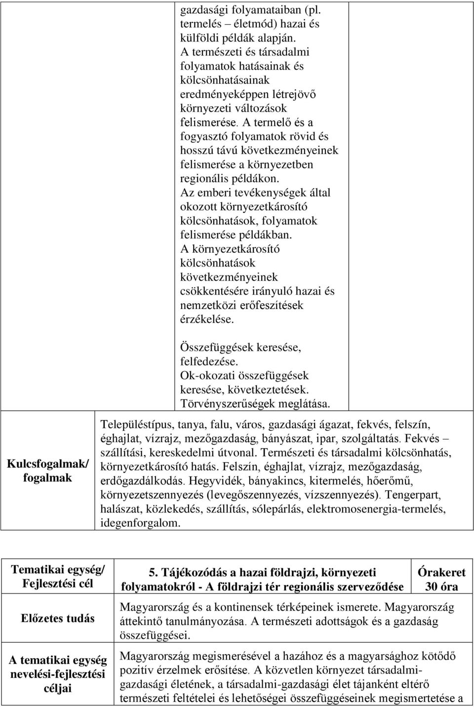 A termelő és a fogyasztó folyamatok rövid és hosszú távú következményeinek felismerése a környezetben regionális példákon.