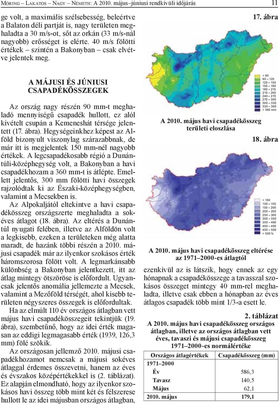 elérte. 40 m/s fölötti értékek szintén a Bakonyban csak elvétve jelentek meg. 17.