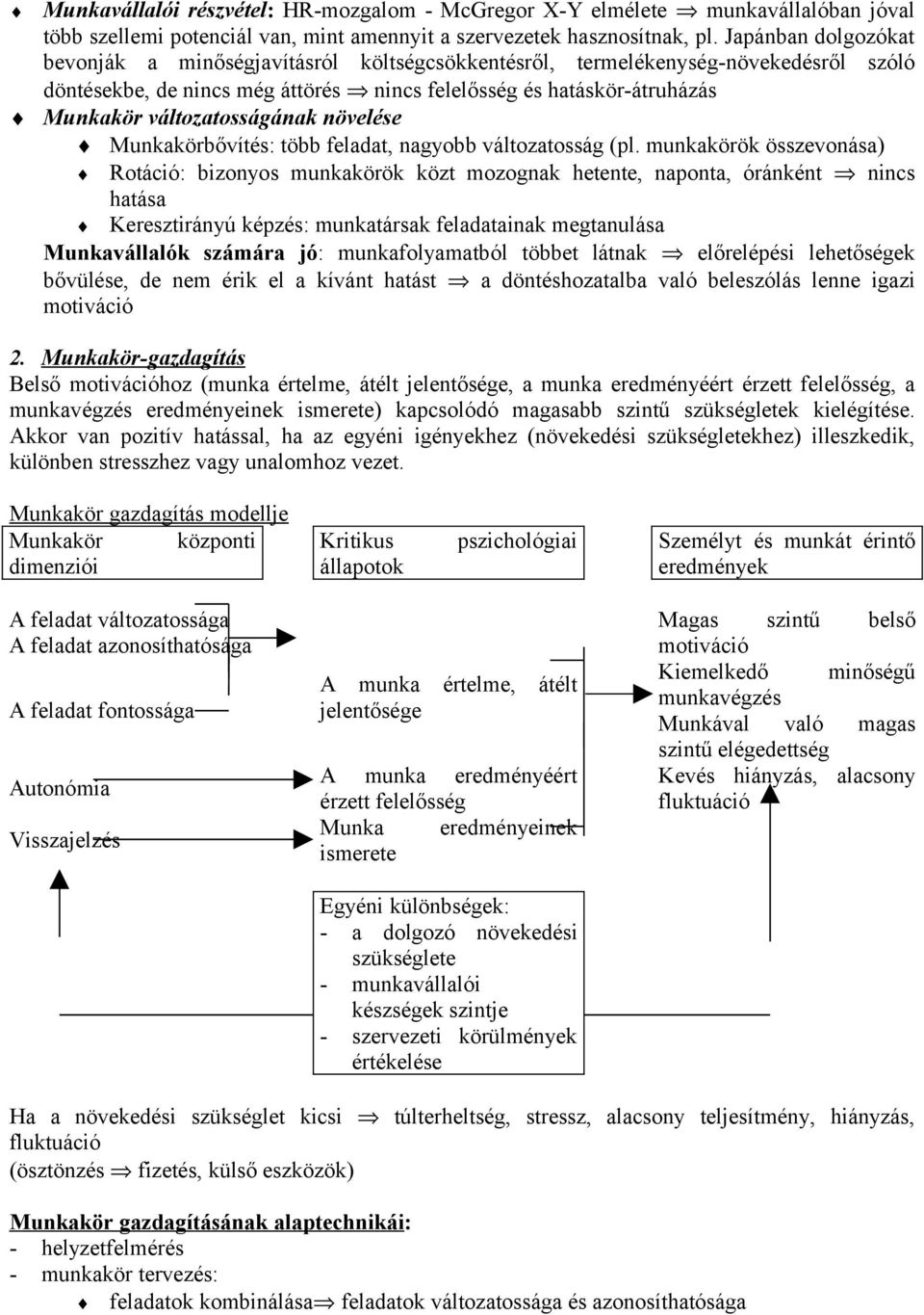 változatosságának növelése Munkakörbővítés: több feladat, nagyobb változatosság (pl.