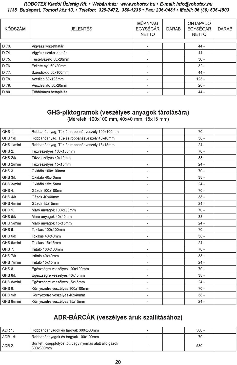 Robbanóanyag, Tűz-és robbanásveszély 100x100mm 70,- GHS 1/k Robbanóanyag, Tűz-és robbanásveszély 40x40mm - 38,- GHS 1/mini Robbanóanyag, Tűz-és robbanásveszély 15x15mm - 24,- GHS 2.