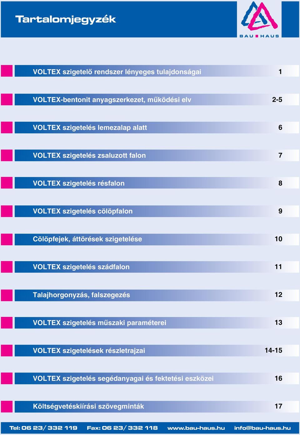 szádfalon 11 Talajhorgonyzás, falszegezés 1 műszaki paraméterei 13 ek részletrajzai 14-15 segédanyagai és