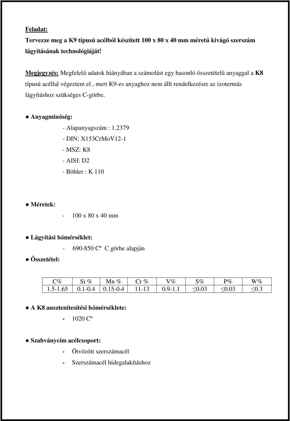 lágyításhoz szükséges C-görbe. Anyagminőség: - Alapanyagszám : 1.