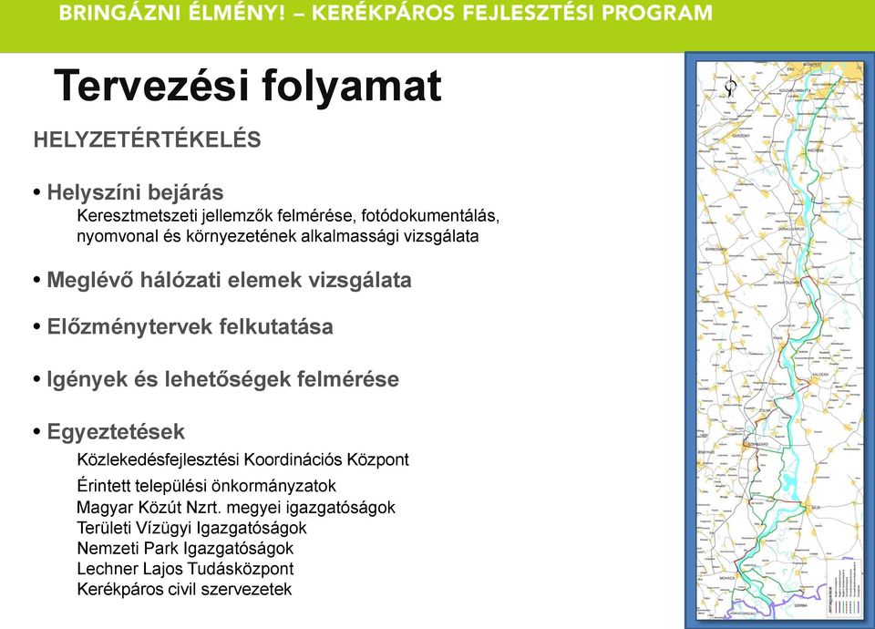 felmérése Egyeztetések Közlekedésfejlesztési Koordinációs Központ Érintett települési önkormányzatok agyar Közút Nzrt.