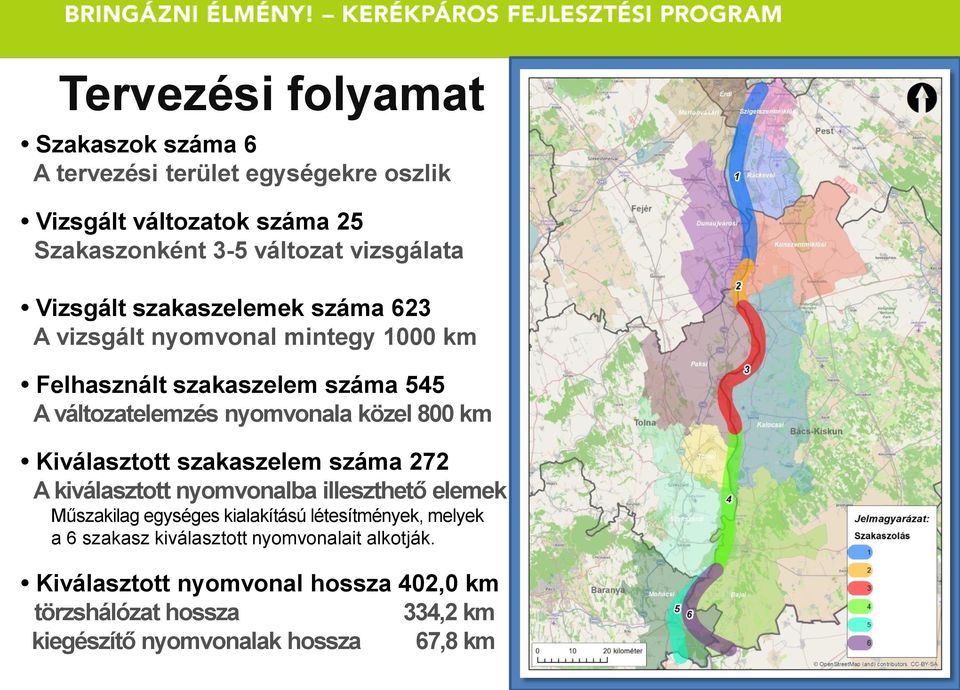 km Kiválasztott szakaszelem száma 272 A kiválasztott nyomvonalba illeszthető elemek űszakilag egységes kialakítású létesítmények, melyek a 6