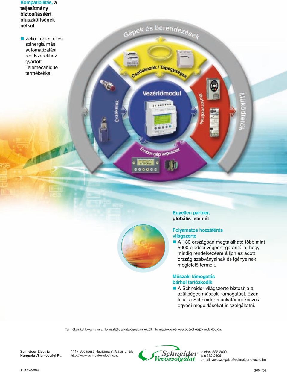 szabványainak és igényeinek megfelelô termék. Mûszaki támogatás bárhol tartózkodik A Schneider világszerte biztosítja a szükséges mûszaki támogatást.