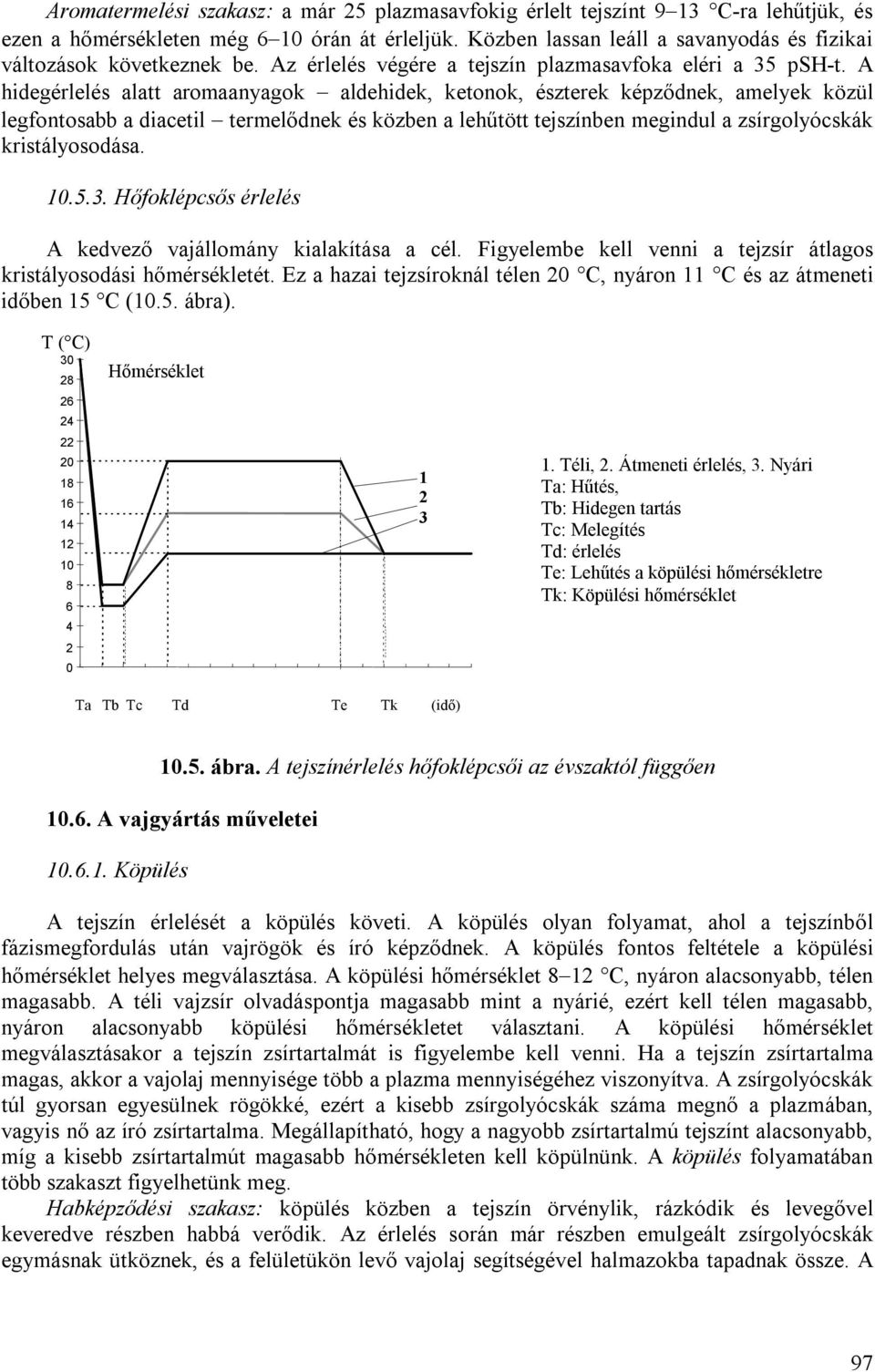 A hidegérlelés alatt aromaanyagok aldehidek, ketonok, észterek képződnek, amelyek közül legfontosabb a diacetil termelődnek és közben a lehűtött tejszínben megindul a zsírgolyócskák kristályosodása.