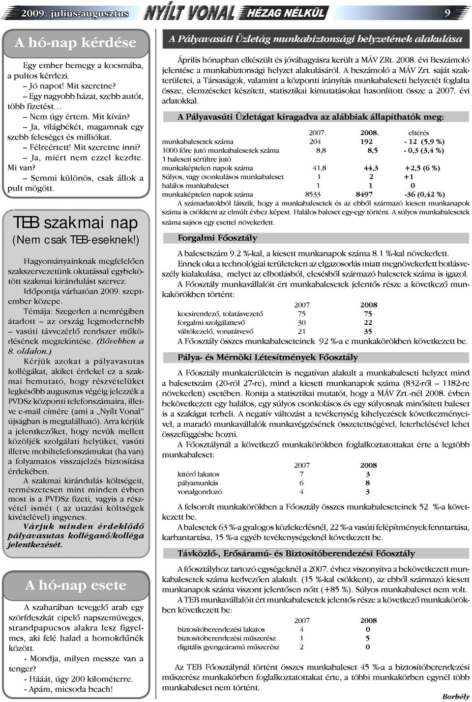 TEB szakmai nap (Nem csak TEB-eseknek!) Hagyományainknak megfelelően szakszervezetünk oktatással egybekötött szakmai kirándulást szervez. Időpontja várhatóan 2009. szeptember közepe.