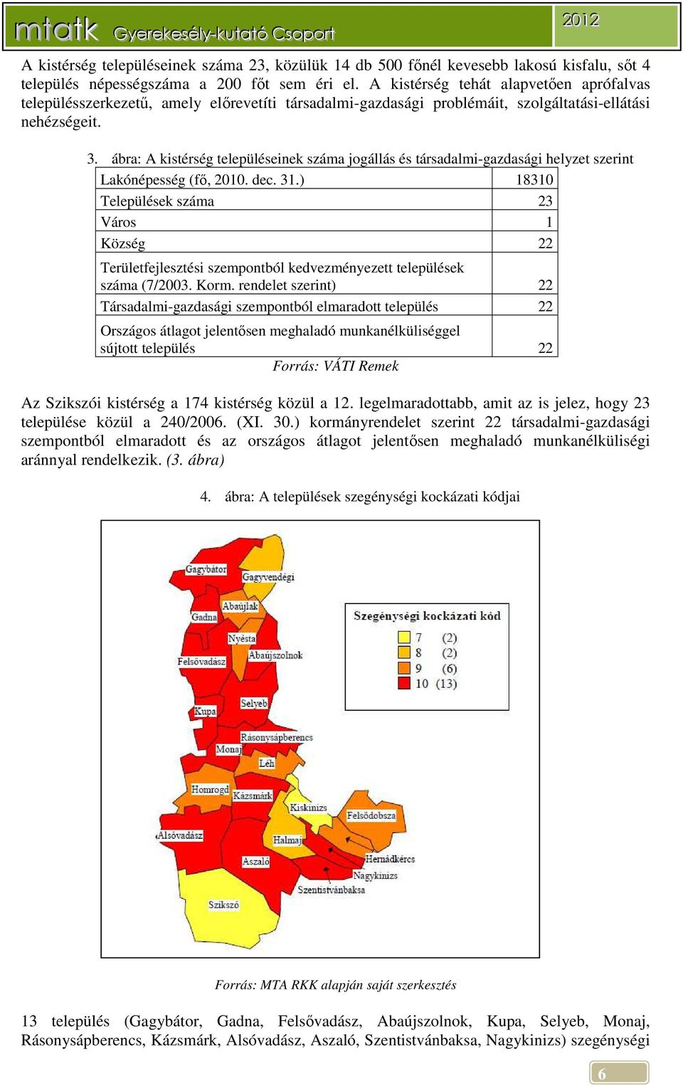 ábra: A kistérség településeinek száma jogállás és társadalmi-gazdasági helyzet szerint Lakónépesség (fő, 2010. dec. 31.