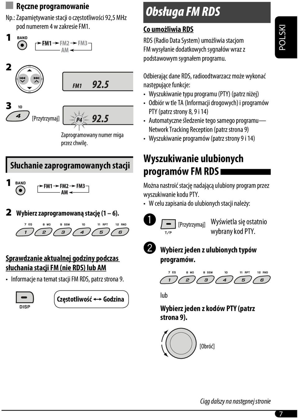 Obsługa FM RDS Co umożliwia RDS RDS (Radio Data System) umożliwia stacjom FM wysyłanie dodatkowych sygnałów wraz z podstawowym sygnałem programu.