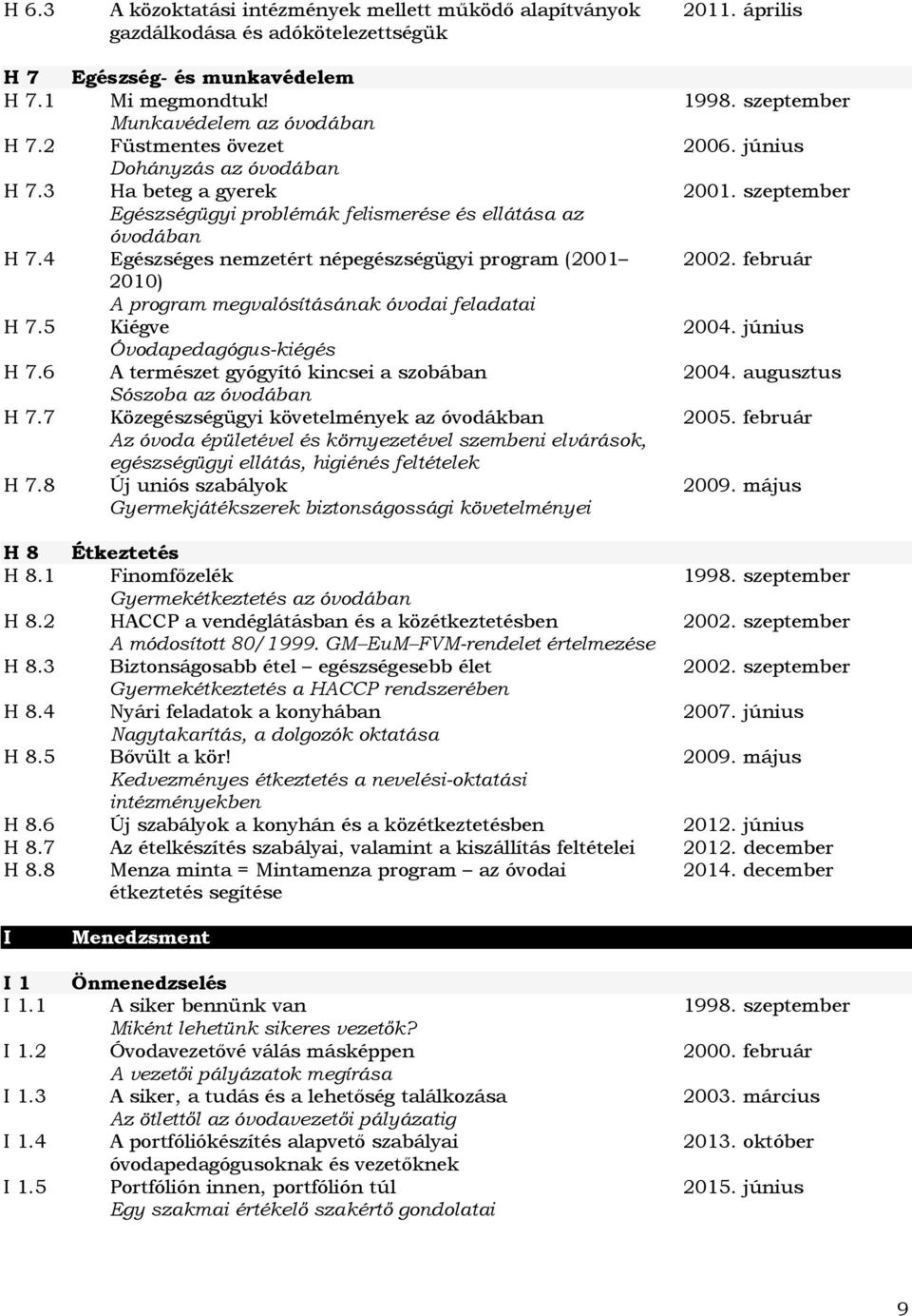 4 Egészséges nemzetért népegészségügyi program (2001 2010) A program megvalósításának óvodai feladatai H 7.5 Kiégve Óvodapedagógus-kiégés H 7.