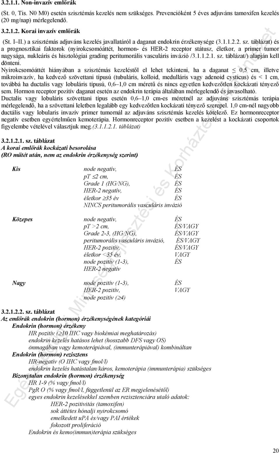 sztémás adjuváns kezelés javallatáról a daganat endokrin érzékenysége (3.1.1.2.2. sz.