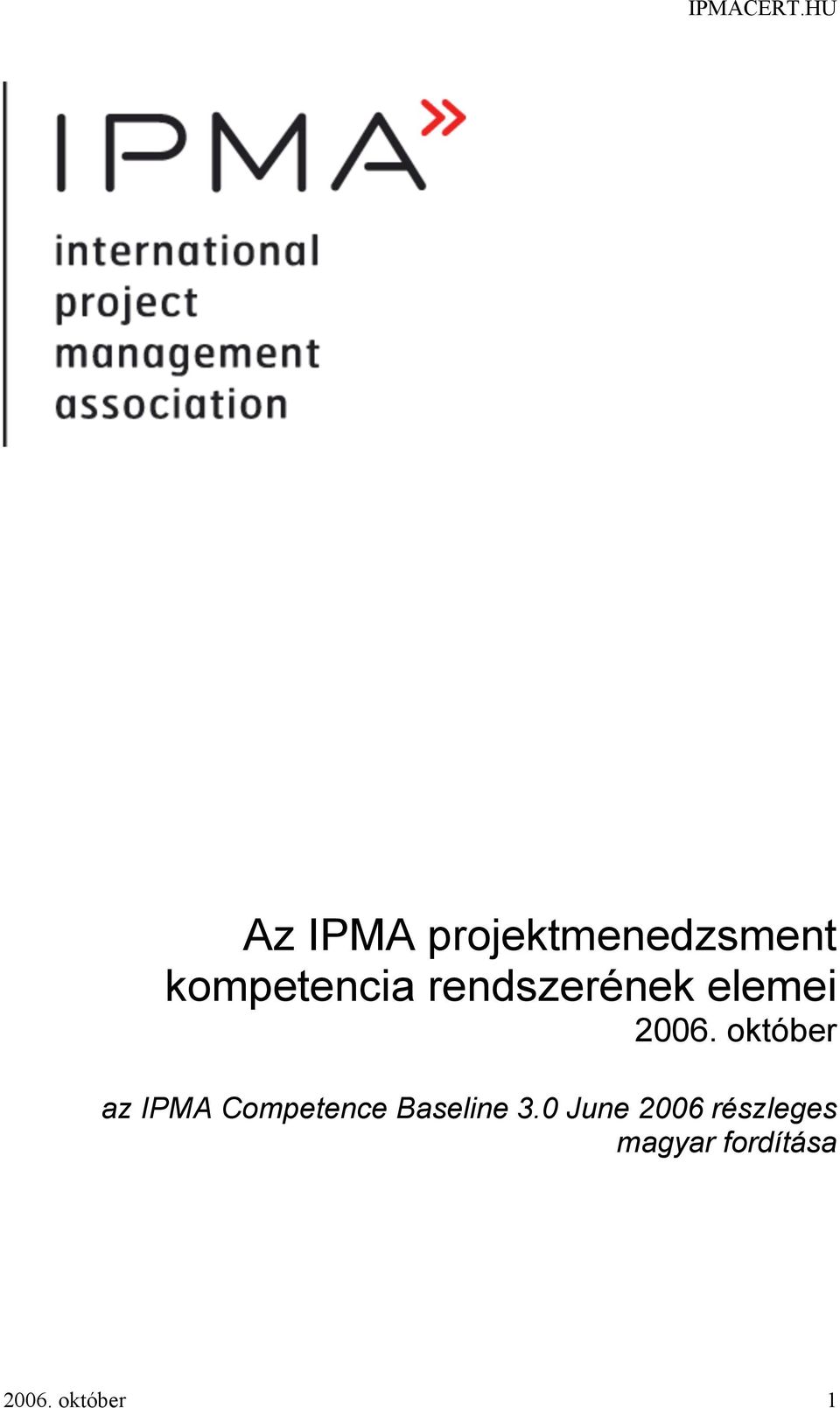 október az IPMA Competence Baseline 3.