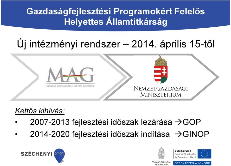 április 15-től Kettős kihívás: 2007-2013 fejlesztési