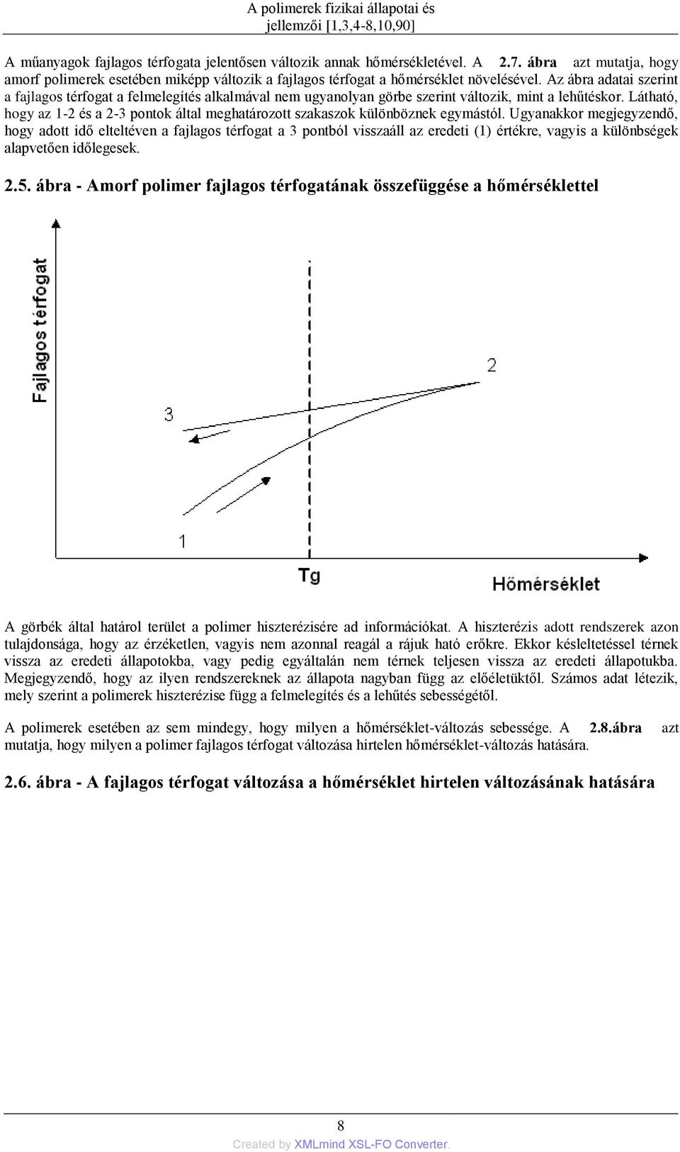 Az ábra adatai szerint a fajlagos térfogat a felmelegítés alkalmával nem ugyanolyan görbe szerint változik, mint a lehűtéskor.