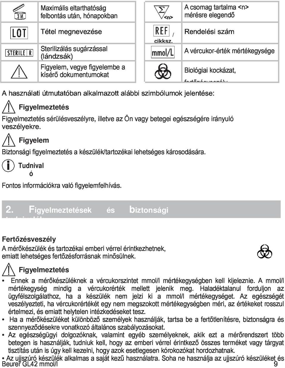 használati útmutatóban alkalmazott alábbi szimbólumok jelentése: Biztonsági sérülésveszélyre, illetve az Ön vagy betegei egészségére irányuló Fontos információkra figyelmeztetés való a