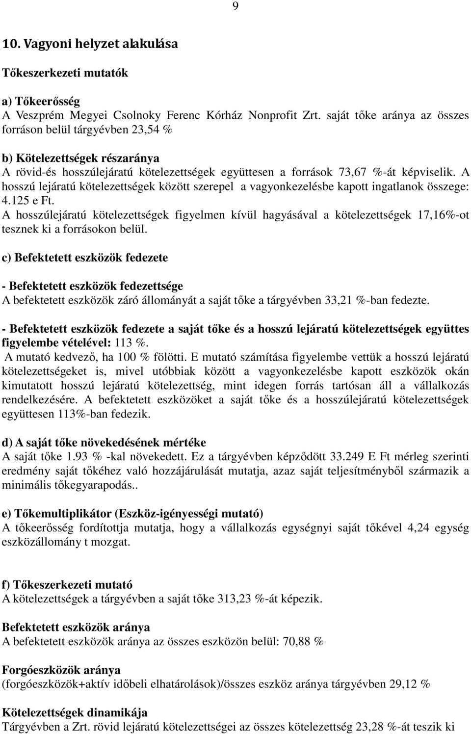 A hosszú lejáratú kötelezettségek között szerepel a vagyonkezelésbe kapott ingatlanok összege: 4.125 e Ft.