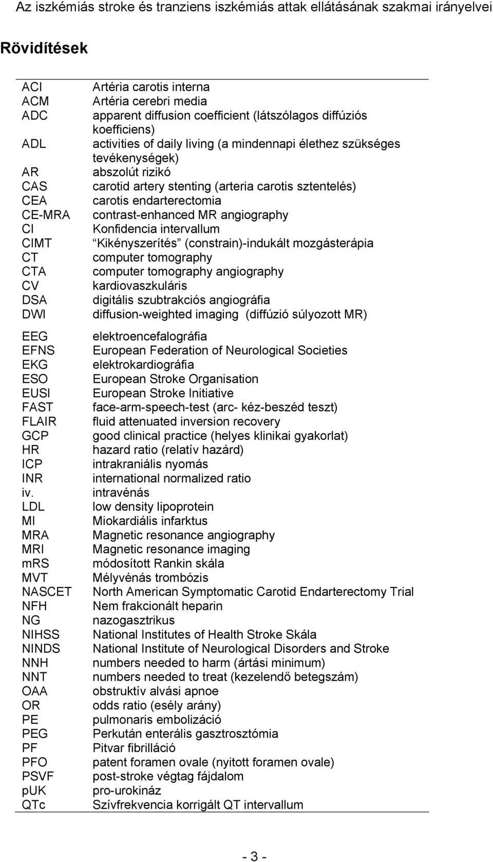 koefficiens) activities of daily living (a mindennapi élethez szükséges tevékenységek) abszolút rizikó carotid artery stenting (arteria carotis sztentelés) carotis endarterectomia contrast-enhanced