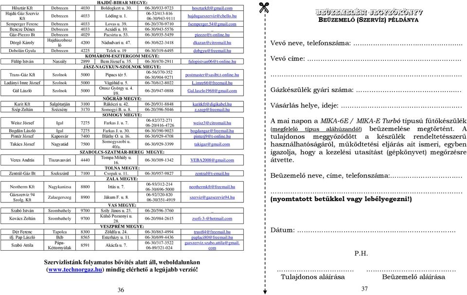 06-30/935-5459 pieezo@t-online.hu Dörgő Károly Hajdúszobosz ló 4200 Nádudvari u. 47. 06-30/622-3418 dkazan@citromail.hu Dobolán Gyula Debrecen 4225 Telek u. 19 06-30/319-6495 dobgyu@freemail.