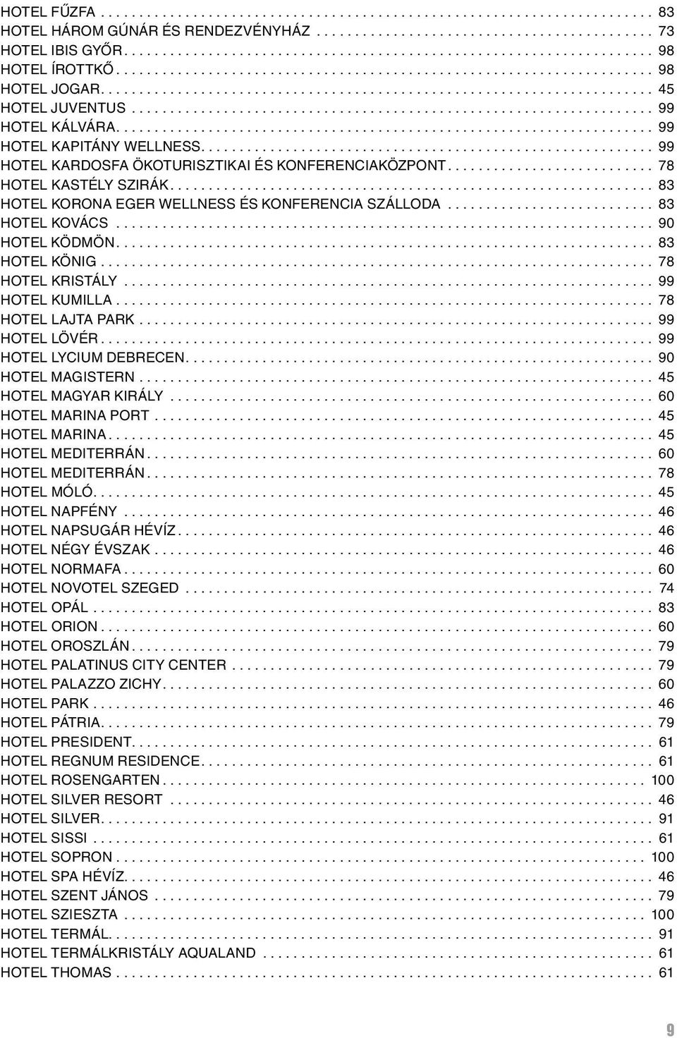 .......................................................... 99 HOTEL KARDOSFA ÖKOTURISZTIKAI ÉS KONFERENCIAKÖZPONT........................... 78 HOTEL KASTÉLY SZIRÁK.