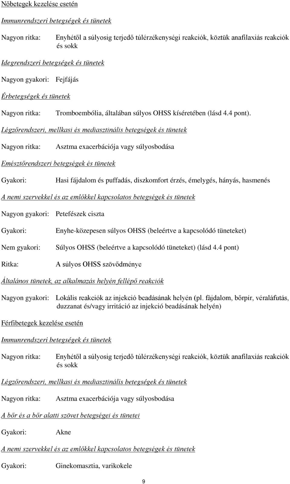 Légzőrendszeri, mellkasi és mediasztinális betegségek és tünetek Nagyon ritka: Asztma exacerbációja vagy súlyosbodása Emésztőrendszeri betegségek és tünetek Gyakori: Hasi fájdalom és puffadás,