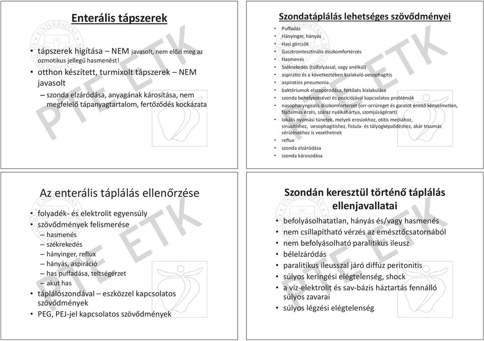 Hányinger, hányás Hasi görcsök ök Gasztrointesztinális ztin inális is diszkomfortérzés Hasmenés Székrekedés kedé (túlfolyással, lyással, vagy anélkül) l) aspiratio és a következtében en kialakuló