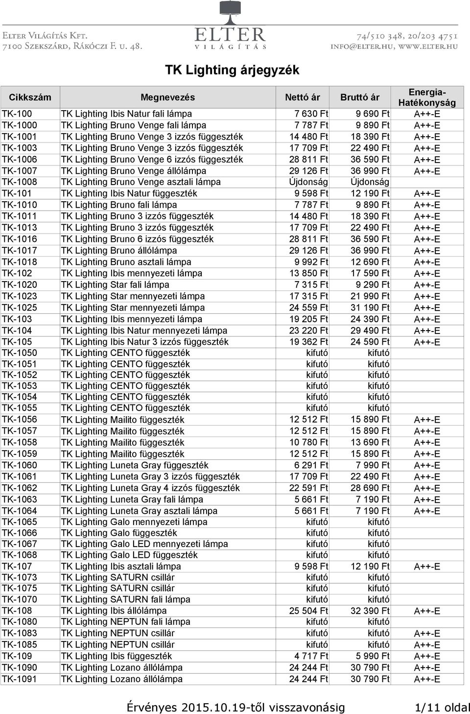 állólámpa 29 126 Ft 36 990 Ft A++-E TK-1008 TK Lighting Bruno Venge asztali lámpa Újdonság Újdonság TK-101 TK Lighting Ibis Natur függeszték 9 598 Ft 12 190 Ft A++-E TK-1010 TK Lighting Bruno fali