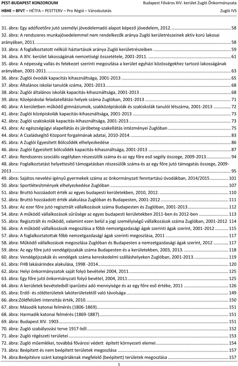 ábra: A foglalkoztatott nélküli háztartások aránya Zugló kerületrészeiben... 59 34. ábra. A XIV. kerület lakosságának nemzetiségi összetétele, 2001-2011.... 61 35.