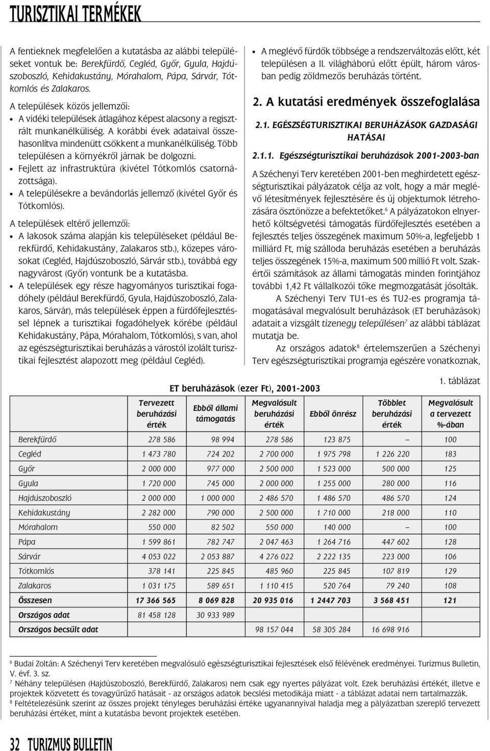 Több településen a környékrõl járnak be dolgozni. Fejlett az infrastruktúra (kivétel Tótkomlós csatornázottsága). A településekre a bevándorlás jellemzõ (kivétel Gyõr és Tótkomlós).