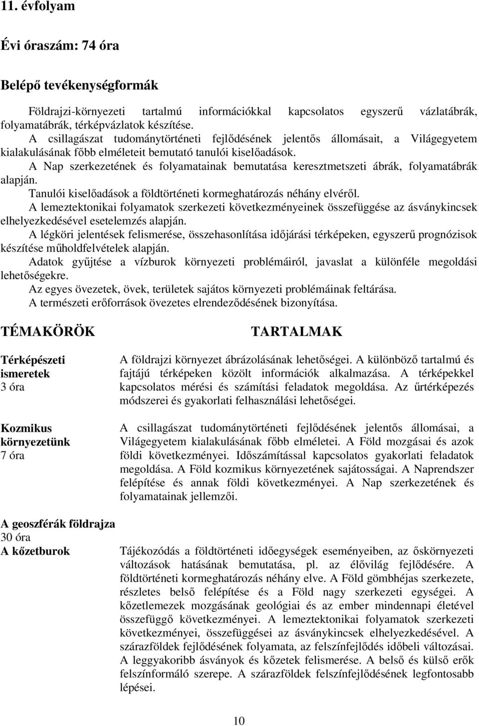 A Nap szerkezetének és folyamatainak bemutatása keresztmetszeti ábrák, folyamatábrák alapján. Tanulói kiselőadások a földtörténeti kormeghatározás néhány elvéről.