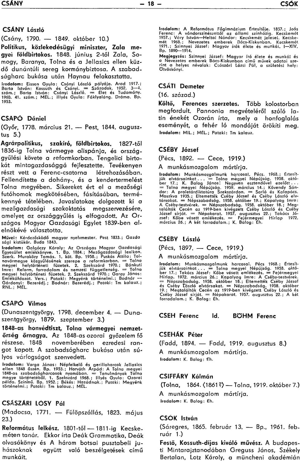 Arad 1917.: Barta István: Kossüth és Csányi. = Századok. 1952. 3 4. szám.: Barta István: Csányi László. Élet és Tudomány. 1960. 41. szám.; MÉL.; Illyés Gyula: Fáklyaláng. Dráma. Bp. 1953.