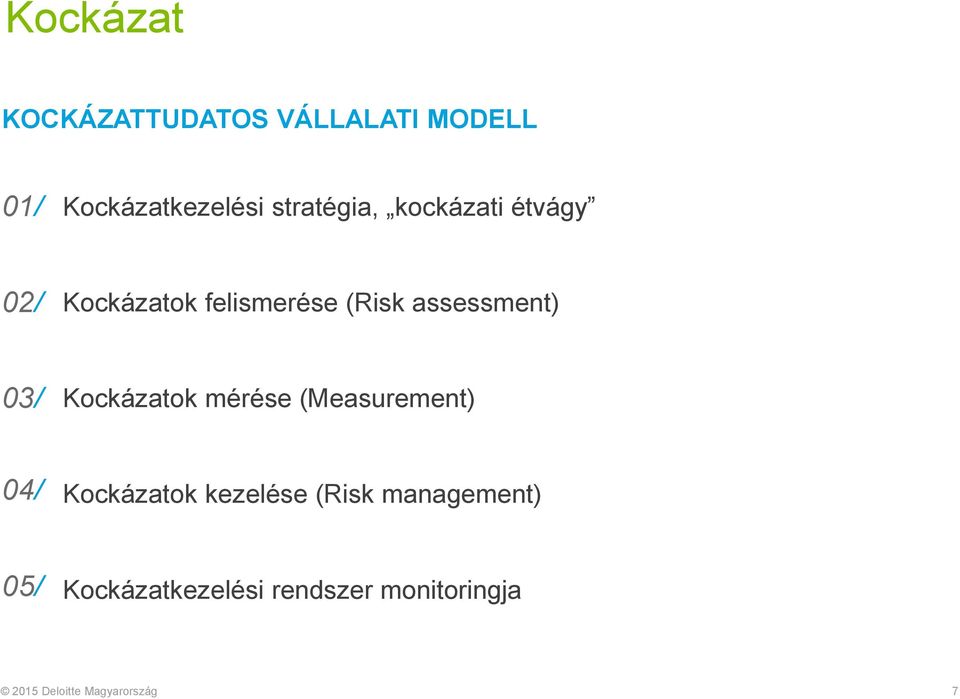 assessment) 03/ Kockázatok mérése (Measurement) 04/ Kockázatok