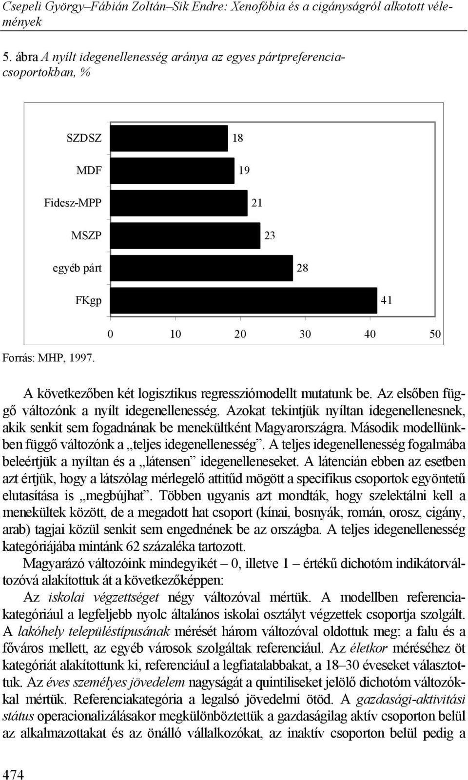 Azokat tekintjük nyíltan idegenellenesnek, akik senkit sem fogadnának be menekültként Magyarországra. Második modellünkben függő változónk a teljes idegenellenesség.