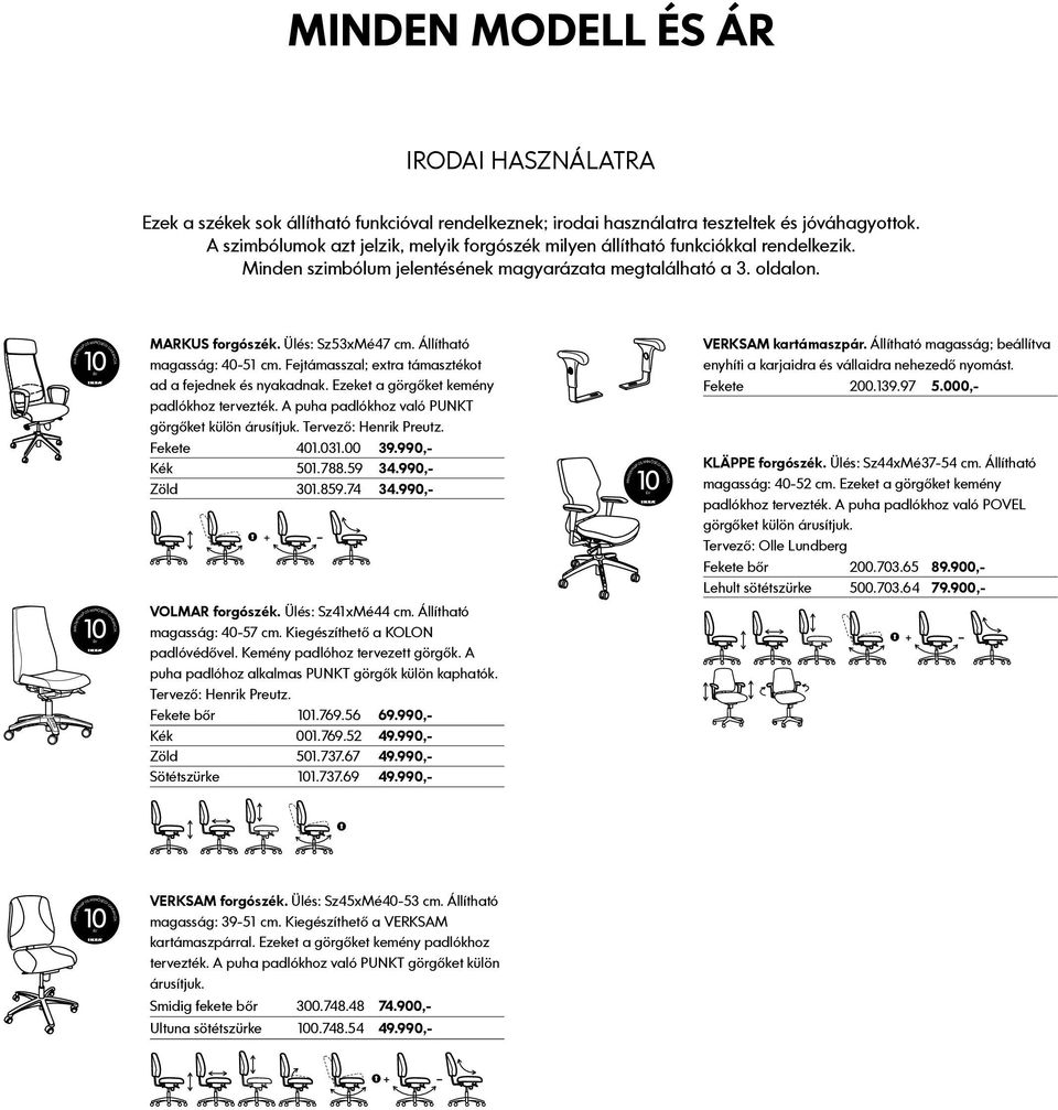 MINDENNAPOS MINŐSÉGI GARANCIA MARKUS forgószék. Ülés: Sz53xMé47 cm. Állítható magasság: 40-51 cm. Fejtámasszal; extra támasztékot ad a fejednek és nyakadnak.