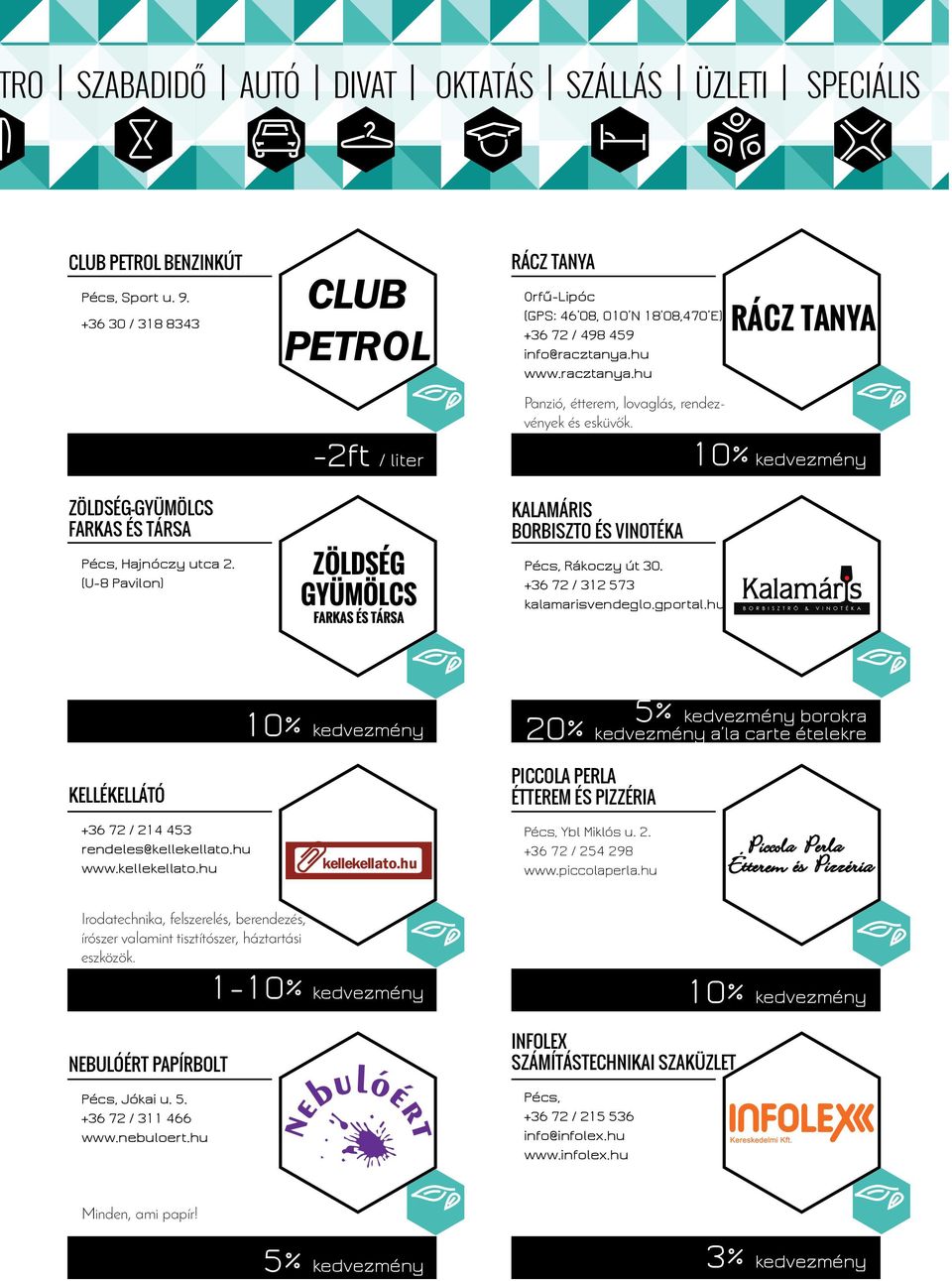 ZÖLDSÉG-GYÜMÖLCS FARKAS ÉS TÁRSA Pécs, Hajnóczy utca 2. (U-8 Pavilon) KALAMÁRIS BORBISZTO ÉS VINOTÉKA Pécs, Rákoczy út 30. +36 72 / 312 573 kalamarisvendeglo.gportal.