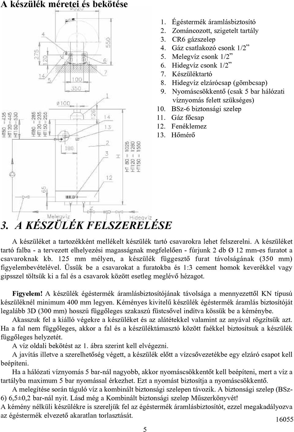 A KÉSZÜLÉK FELSZERELÉSE A készüléket a tartozékként mellékelt készülék tartó csavarokra lehet felszerelni.