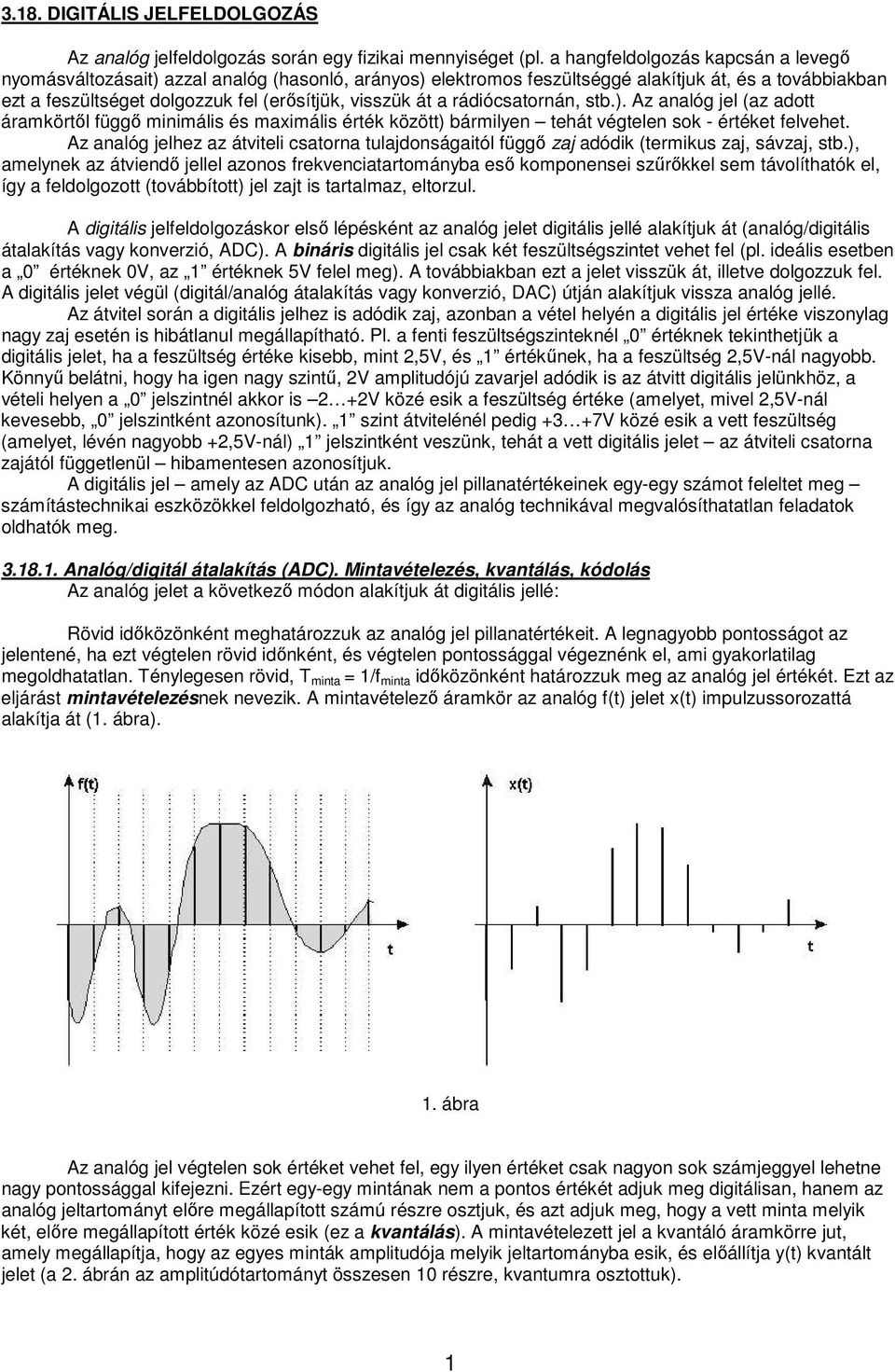 rádiócsatornán, stb.). Az analóg jel (az adott áramkörtől függő minimális és maximális érték között) bármilyen tehát végtelen sok - értéket felvehet.