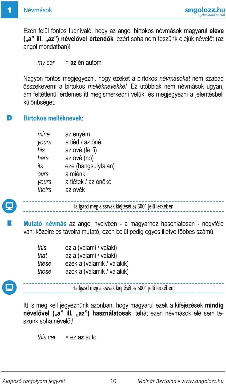 Ez utóbbiak nem névmások ugyan, ám feltétlenül érdemes itt megismerkedni velük, és megjegyezni a jelentésbeli különbséget.