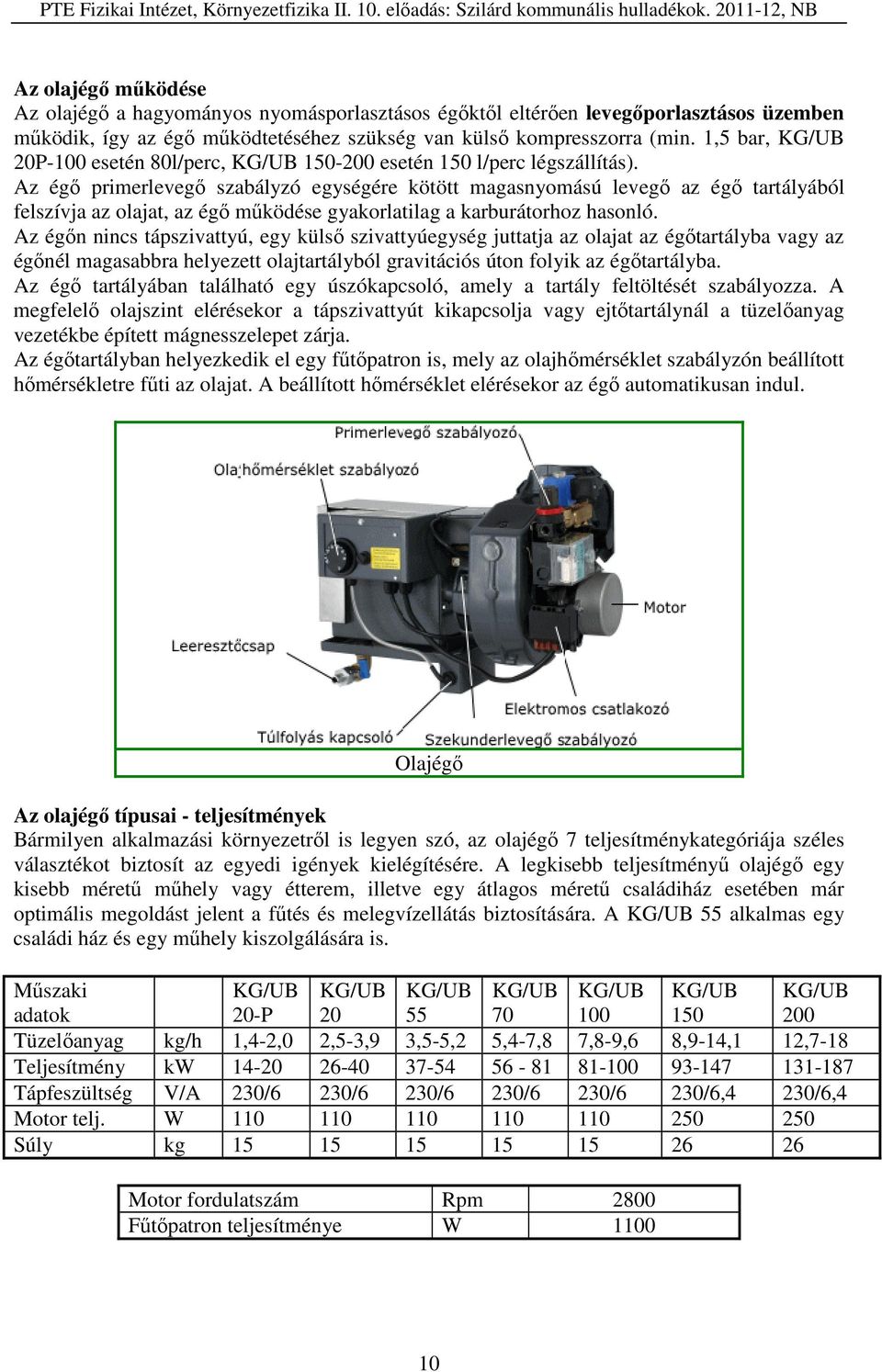 Az égő primerlevegő szabályzó egységére kötött magasnyomású levegő az égő tartályából felszívja az olajat, az égő működése gyakorlatilag a karburátorhoz hasonló.