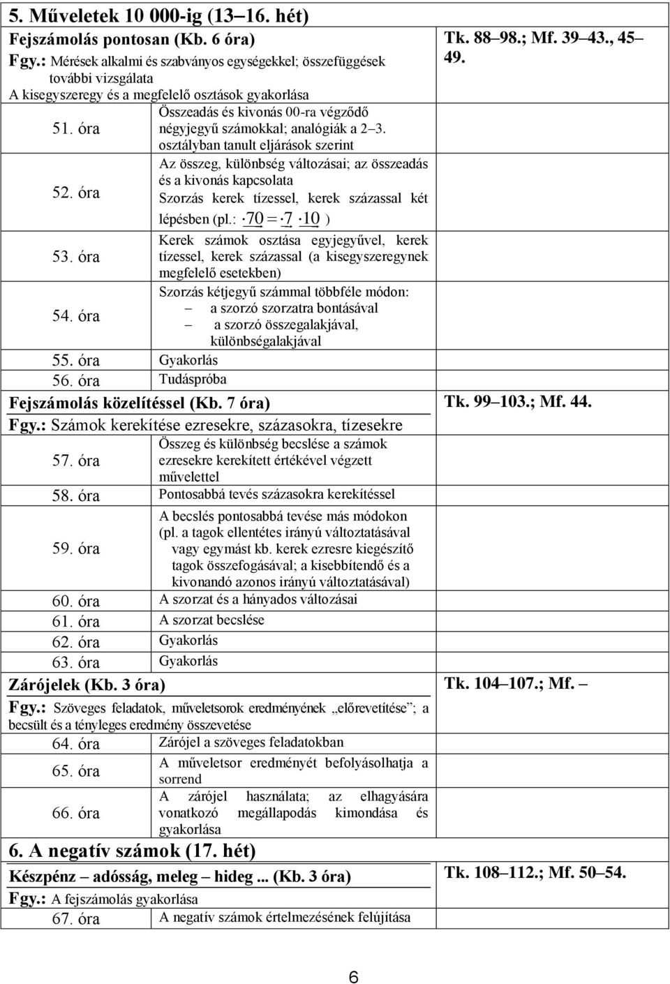 óra Összeadás és kivonás 00-ra végződő négyjegyű számokkal; analógiák a 2 3.