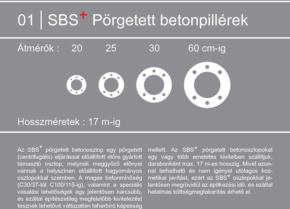 A magas betonminõség (C30/37-tõl C100/115-ig), valamint a speciális vasalási lehetõségek egy jelentõsen karcsúbb, és ezáltal építészetileg megfelelõbb kivitelezést tesznek lehetõvé változatlan