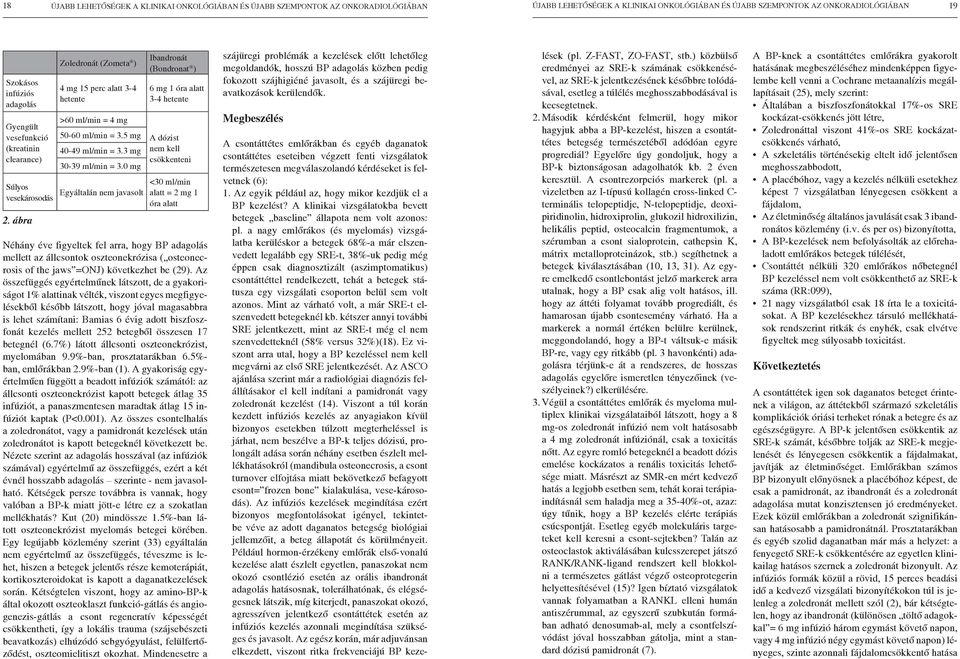 ábra Zoledronát (Zometa ) 4 mg 15 perc alatt 3-4 hetente >60 ml/min = 4 mg 50-60 ml/min = 3.5 mg 40-49 ml/min = 3.3 mg 30-39 ml/min = 3.