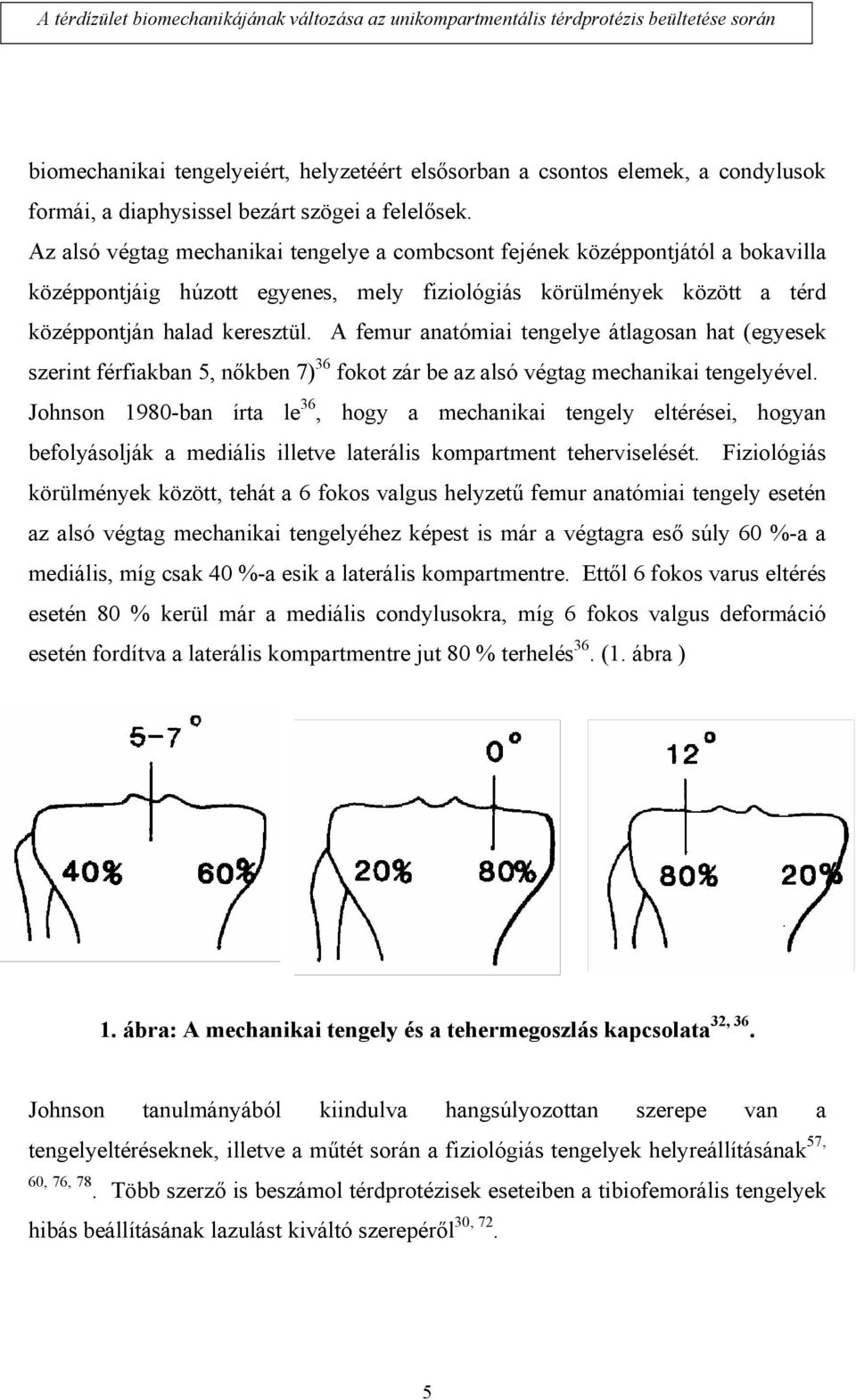 A femur anatómiai tengelye átlagosan hat (egyesek szerint férfiakban 5, nőkben 7) 36 fokot zár be az alsó végtag mechanikai tengelyével.