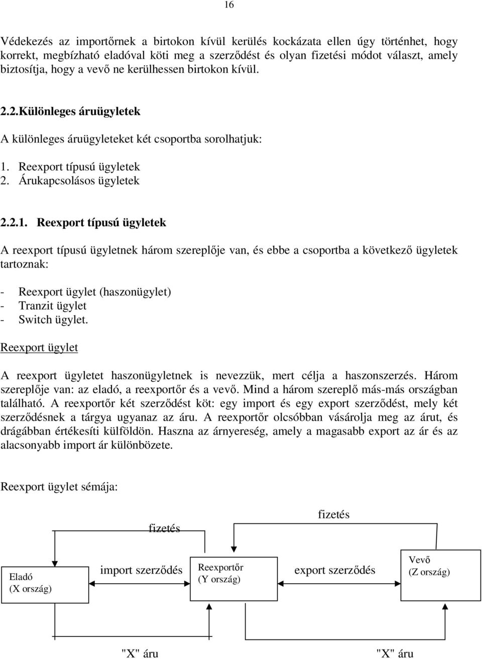 Reexport típusú ügyletek 2. Árukapcsolásos ügyletek 2.2.1.