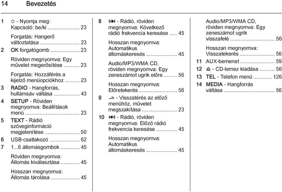 .. 50 6 USB-csatlakozó... 62 7 1...6 állomásgombok... 45 Röviden megnyomva: Állomás kiválasztása... 45 Hosszan megnyomva: Állomás tárolása.