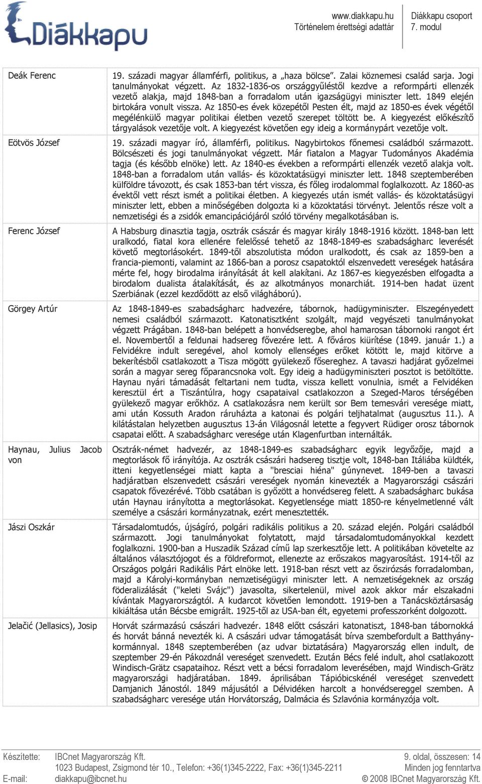 1849 elején birtokára vonult vissza. Az 1850-es évek közepétıl Pesten élt, majd az 1850-es évek végétıl megélénkülı magyar politikai életben vezetı szerepet töltött be.